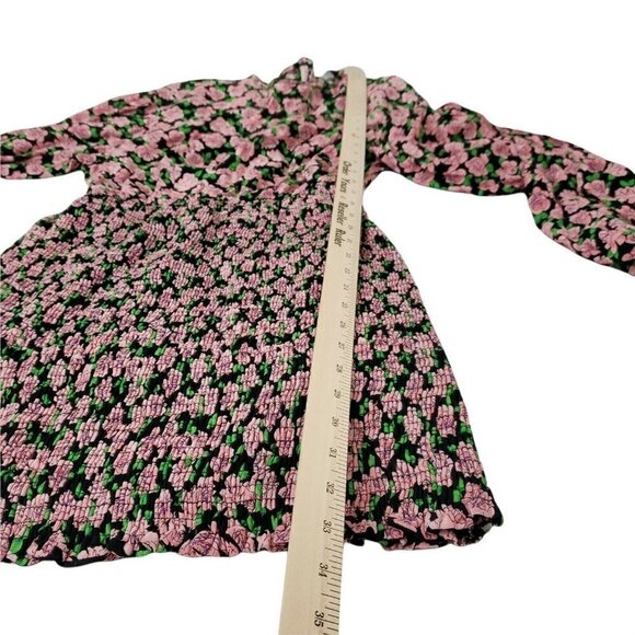 Zara Womens Mini Dress Large Floral Print Smocked Bottom Bloggers Favorite - Picture 12 of 12